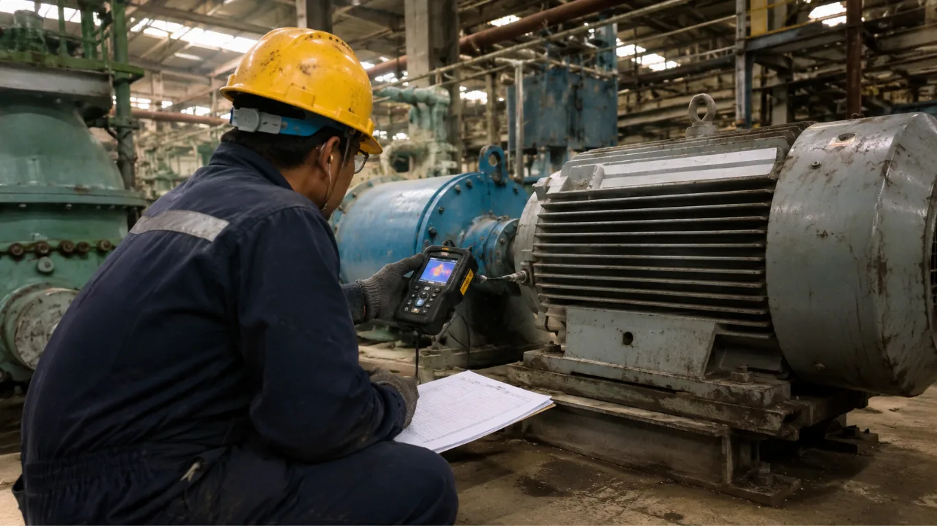 Technician performing planned preventive maintenance checklist inspection